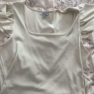 Cream Ruffle Sleeve Top